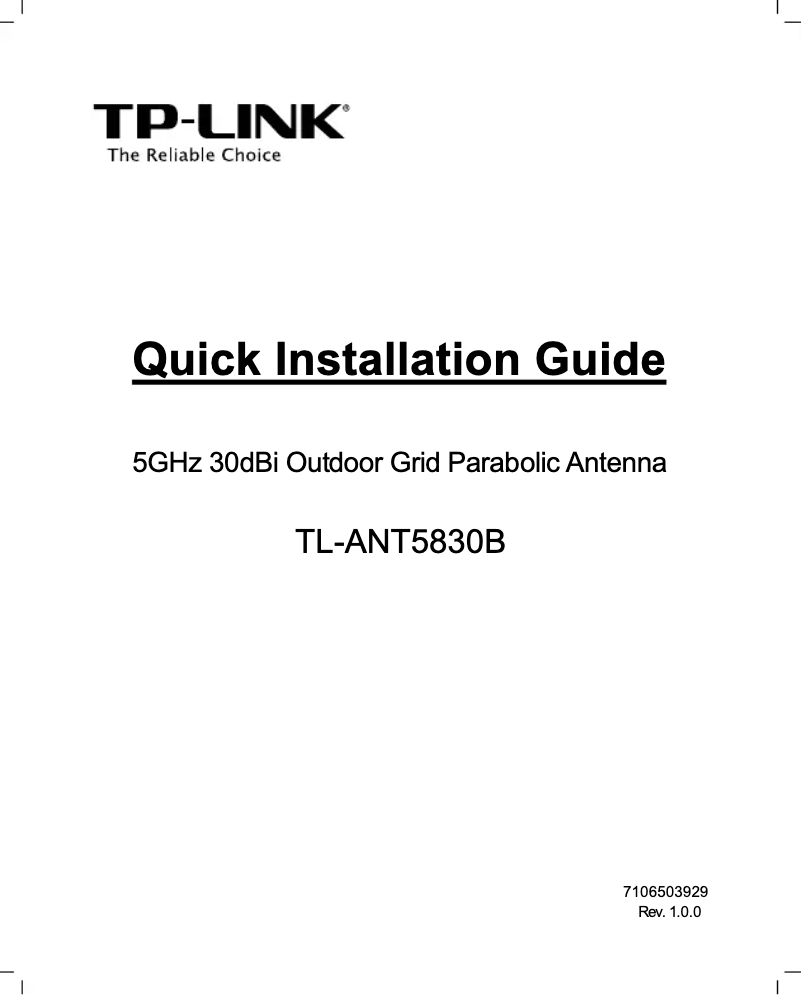 Image de la première page du manuel de l'appareil TL-ANT5830B