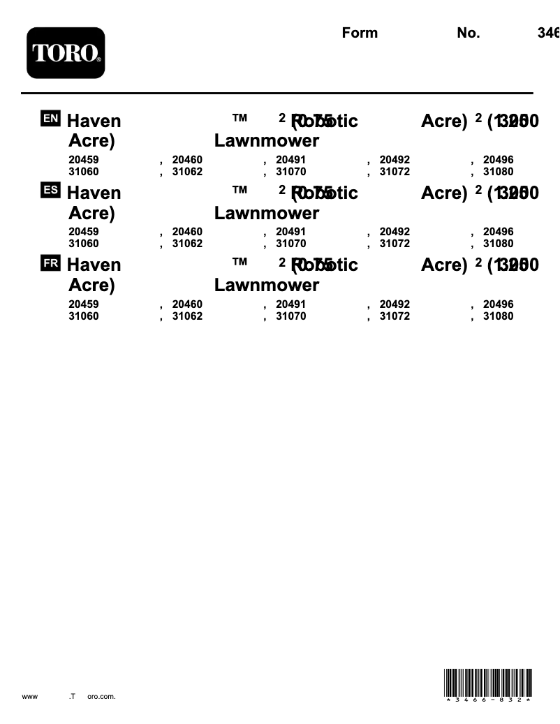 Image de la première page du manuel de l'appareil Haven 20496