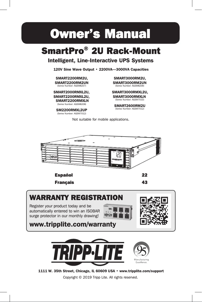 Page n°1 - Manuel utilisateur Tripp Lite SmartPro SMART2000RMXL2U