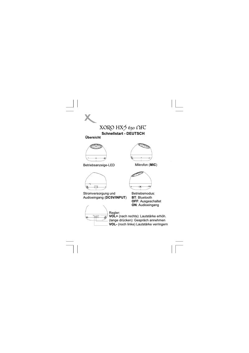 Page n°1 - Manuel utilisateur Xoro HXS 650 NFC