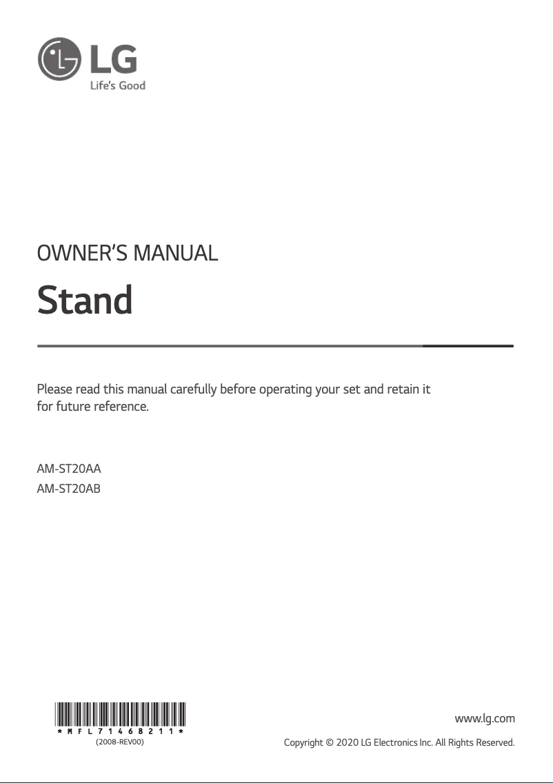 Page 1 de la notice Manuel utilisateur LG AM-ST20AB