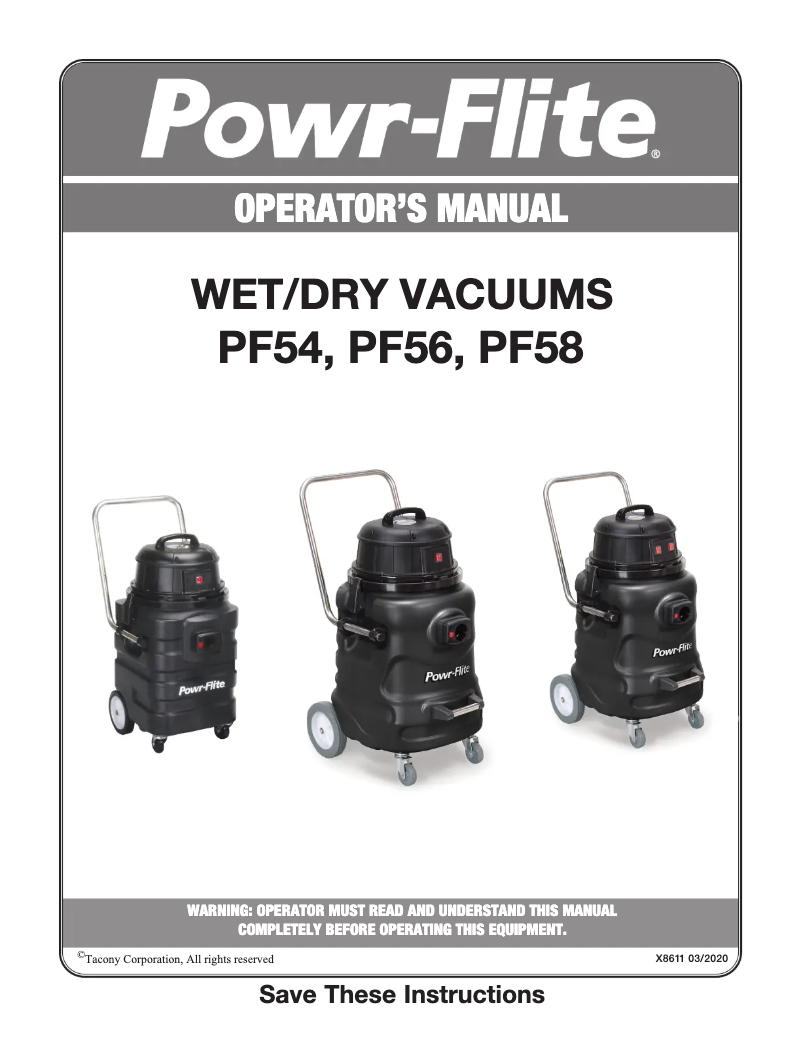 Page n°1 - Manuel utilisateur Powr-Flite PF54