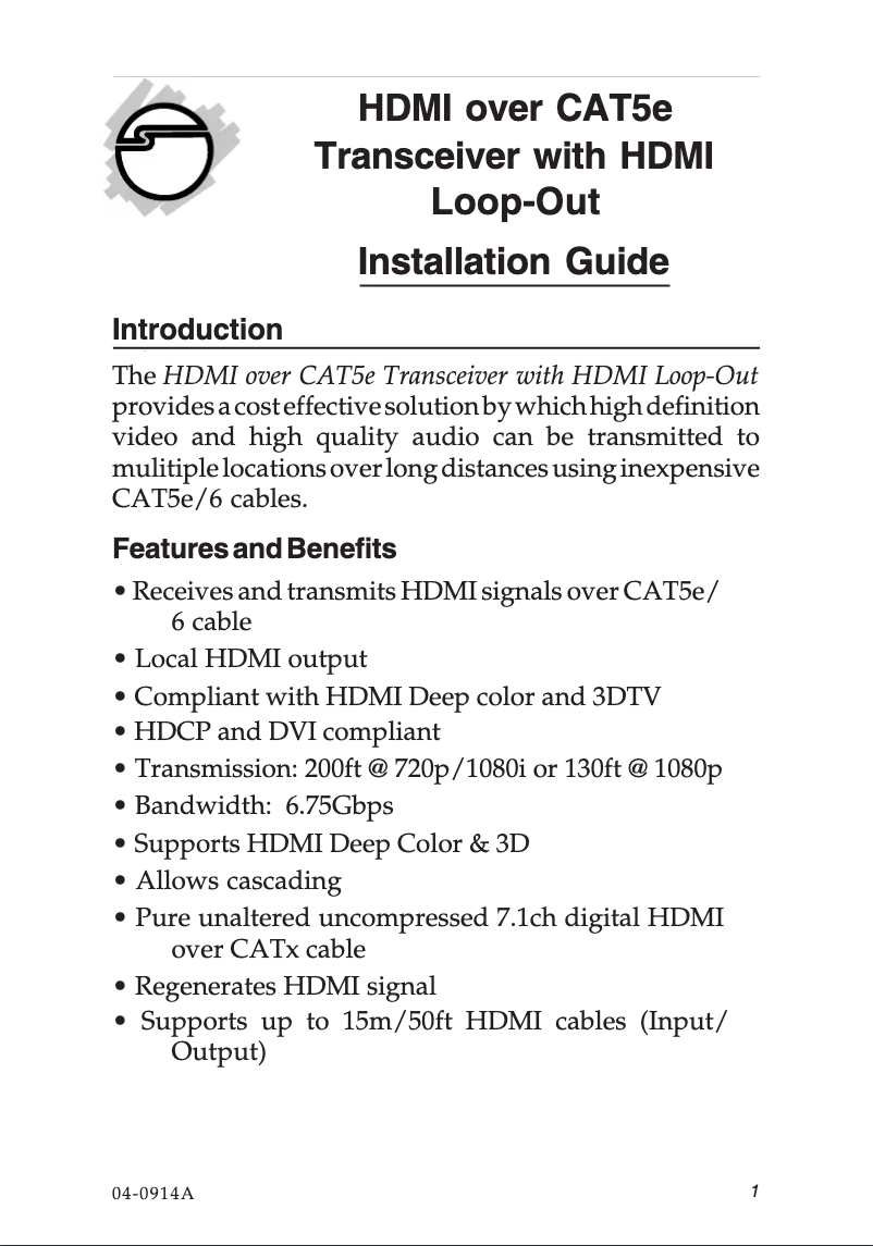 Page 1 de la notice Manuel utilisateur Siig CE-H21W11-S1