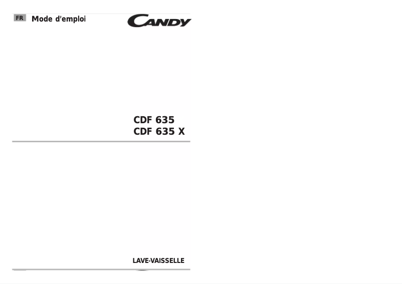 Page n°1 - Manuel utilisateur Candy CDF635-47