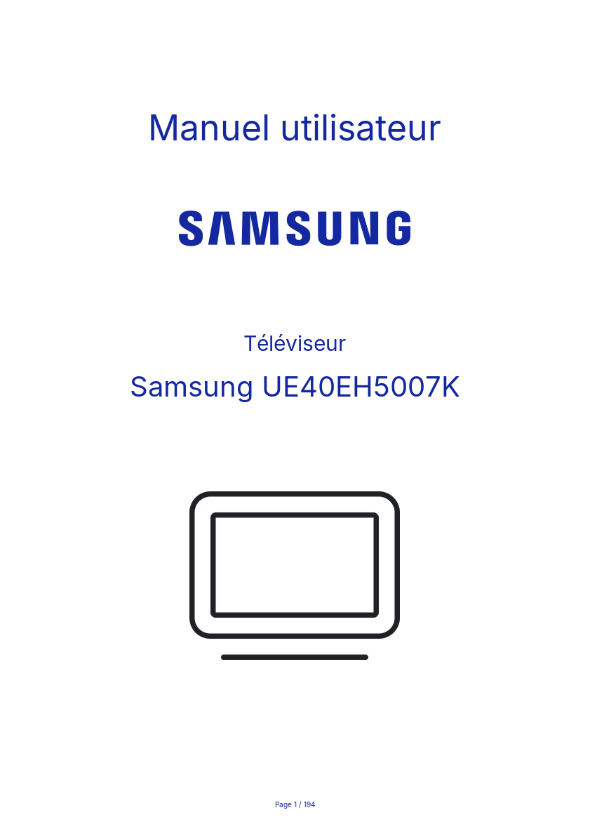Page n°1 - Manuel utilisateur Samsung UE40EH5007K