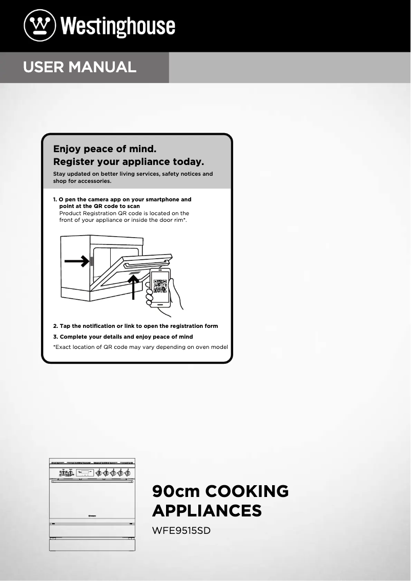 Page n°1 - Manuel utilisateur Westinghouse WFE9515SD