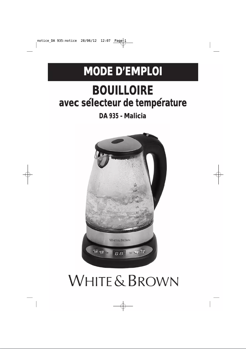Page n°1 - Manuel utilisateur White And Brown DA 935