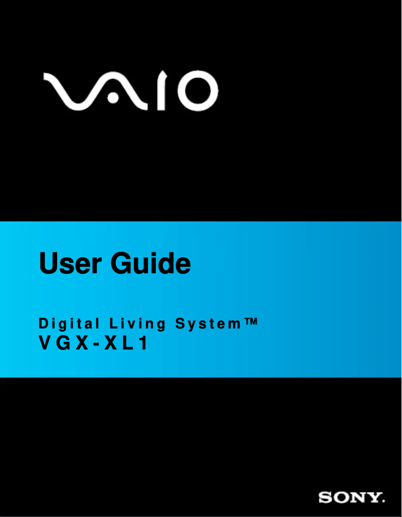 Page n°1 - Manuel utilisateur Sony Vaio VGX-XL1