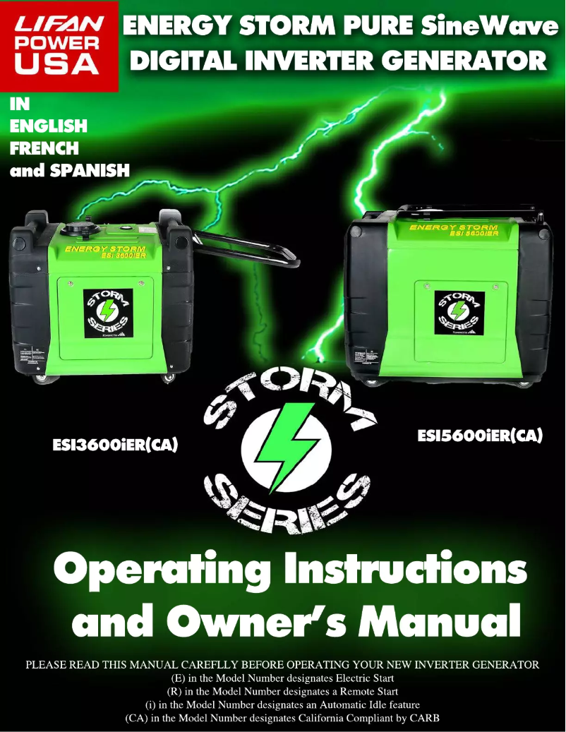 Page n°1 - Manuel utilisateur Lifan Energy Storm 3600iER