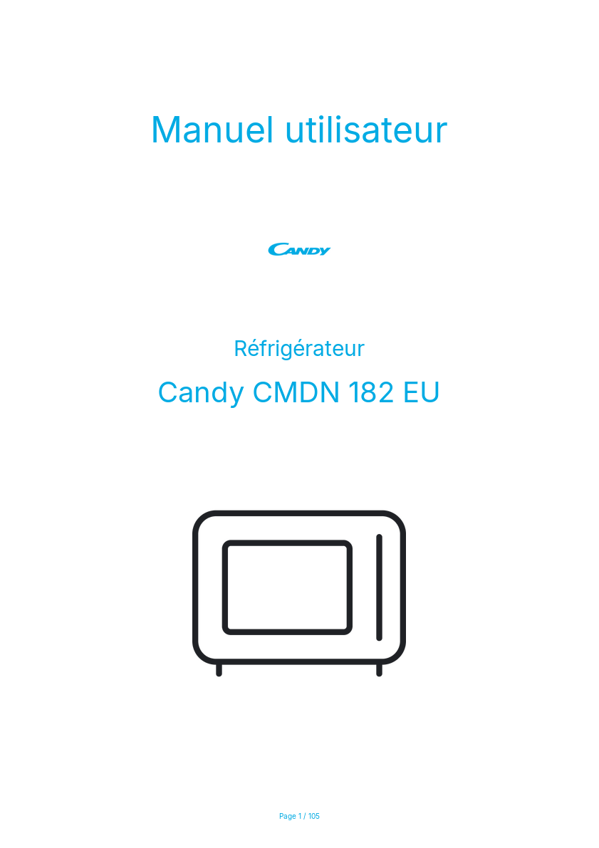 Page n°1 - Manuel utilisateur Candy CMDN 182 EU