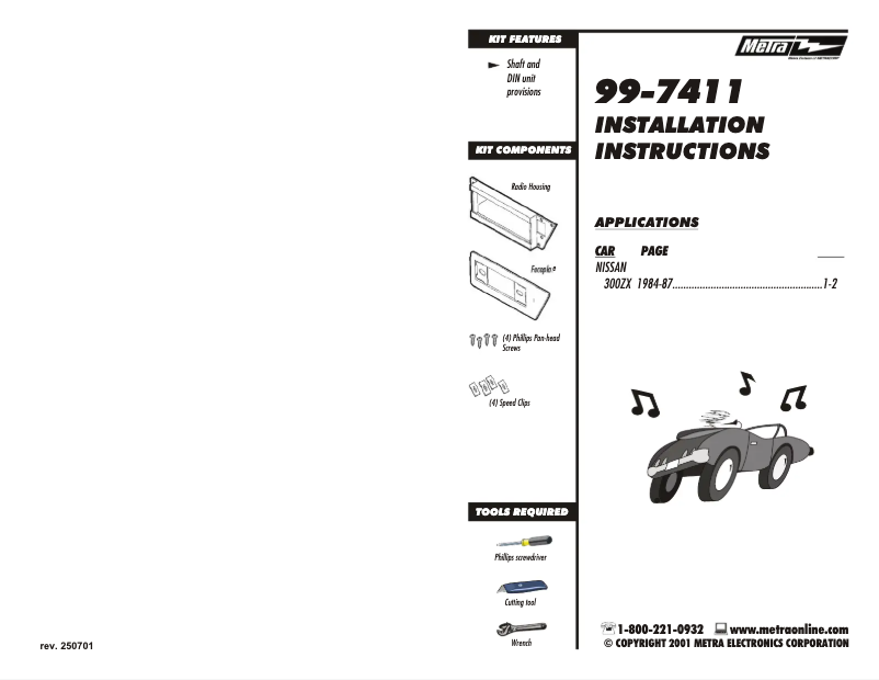 Page n°1 - Manuel utilisateur Metra 99-7411