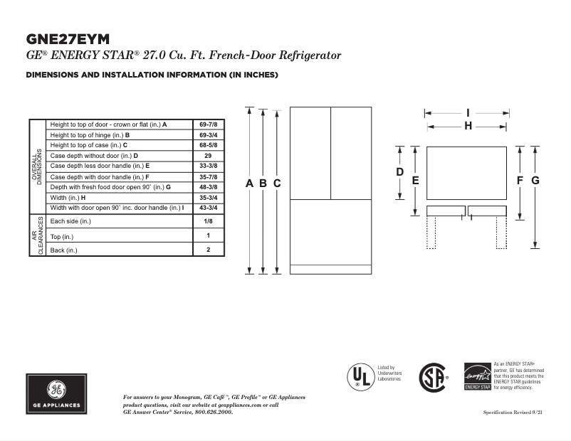 Page 1 de la notice Fiche technique GE GNE27EYMFS