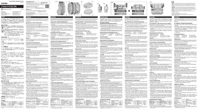 Page 1 de la notice Manuel utilisateur Sigma 17mm F4 DG DN