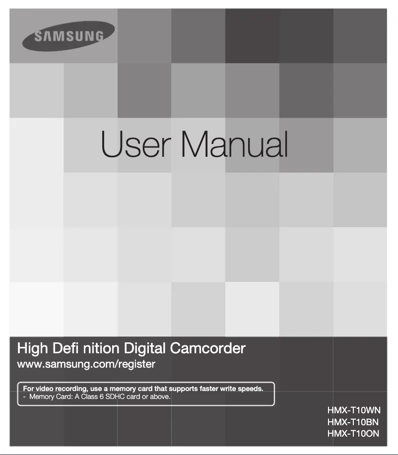 Page 1 de la notice Manuel utilisateur Samsung HMX-T10WN