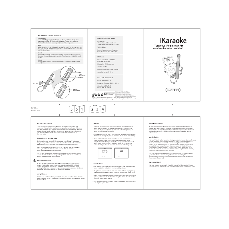 Page n°1 - Manuel utilisateur Griffin iKaraoke