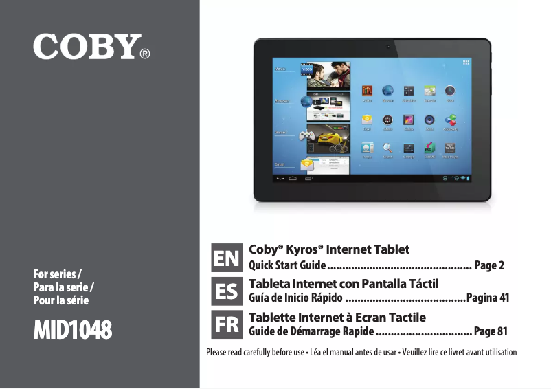 Page n°1 - Manuel utilisateur Coby Kyros MID1048