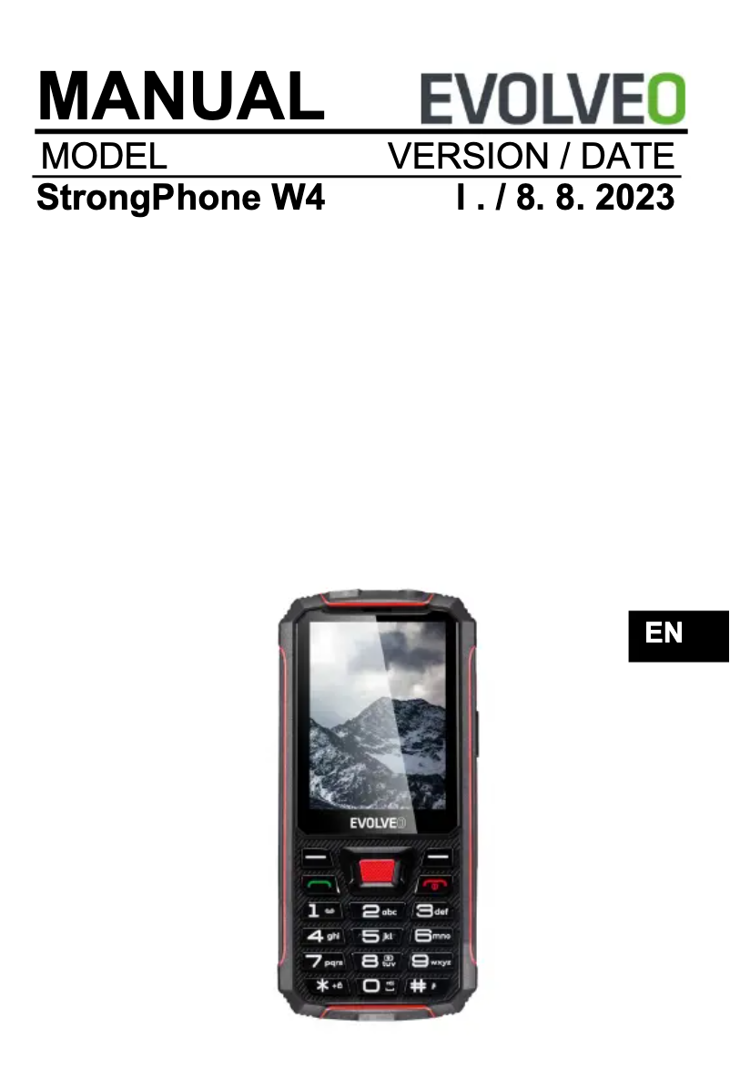 Page 1 de la notice Manuel utilisateur Evolveo StrongPhone W4