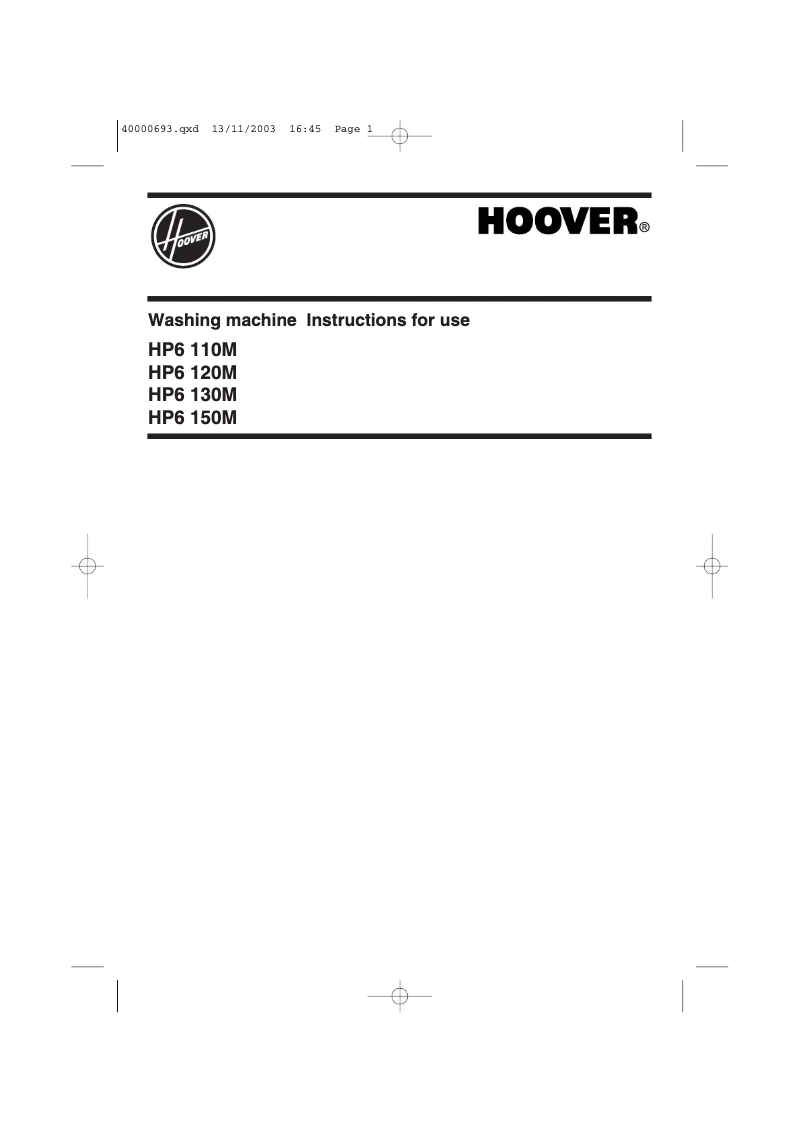 Page n°1 - Manuel utilisateur Hoover HP6 120M