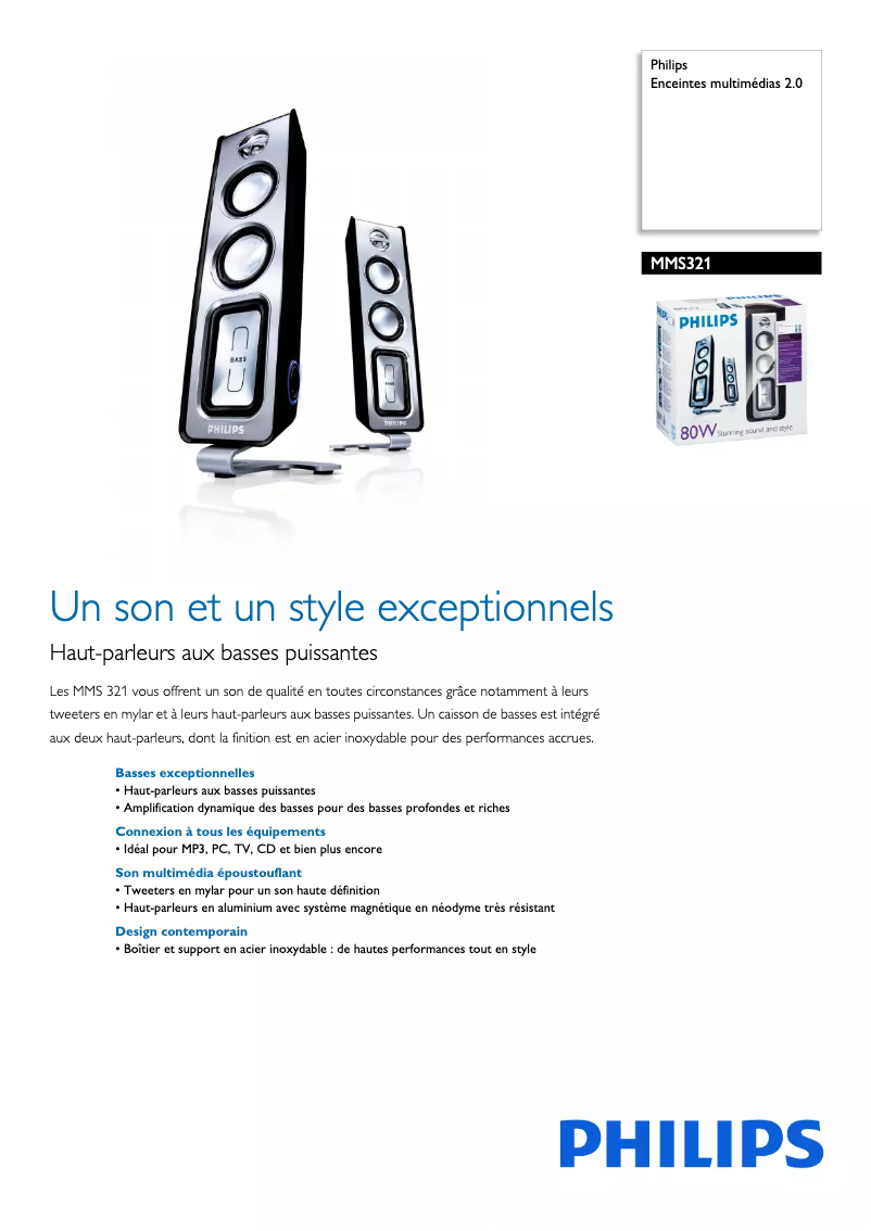 Page n°1 - Fiche technique Philips MMS321