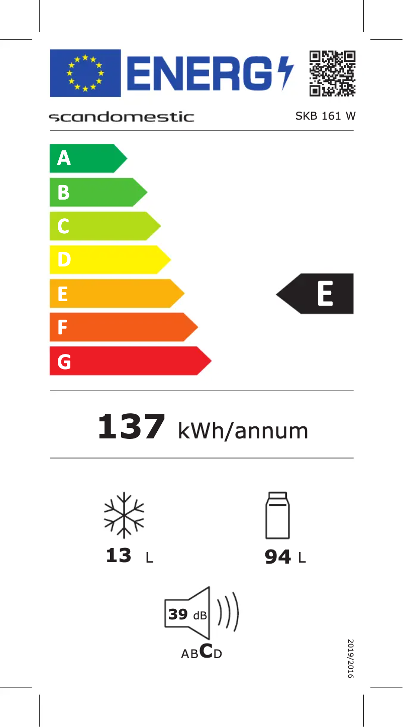 Page n°1 - Label énergétique Scandomestic SKB 161 W