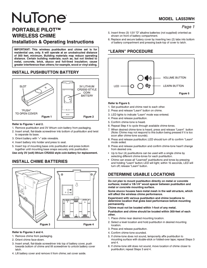 Image de la première page du manuel de l'appareil LA553WH