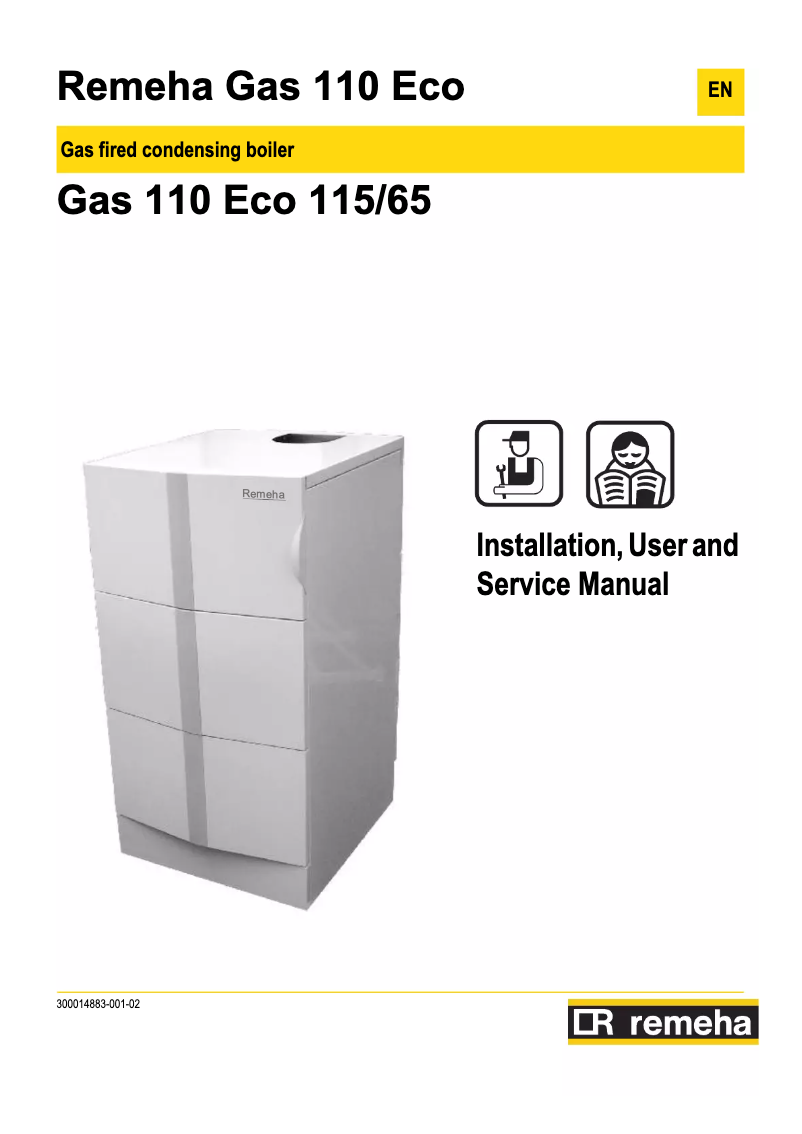 Page n°1 - Manuel utilisateur Remeha Gas 110 Eco 115/65