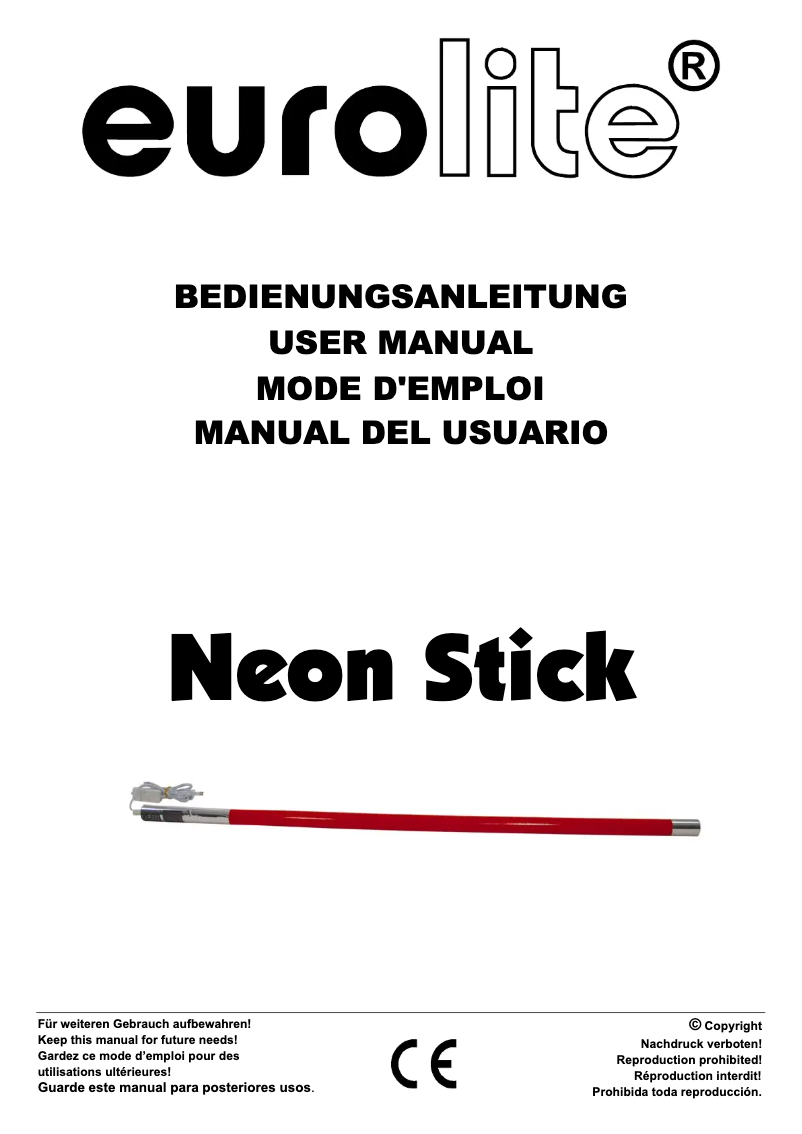 Page 1 de la notice Manuel utilisateur Eurolite Neon Stick T5