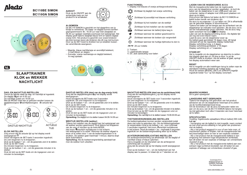 Page n°1 - Manuel utilisateur Alecto BC110BE SIMON
