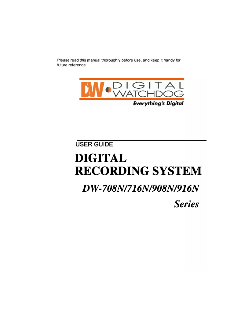 Page 1 de la notice Manuel utilisateur Digital Watchdog DW716N-1000