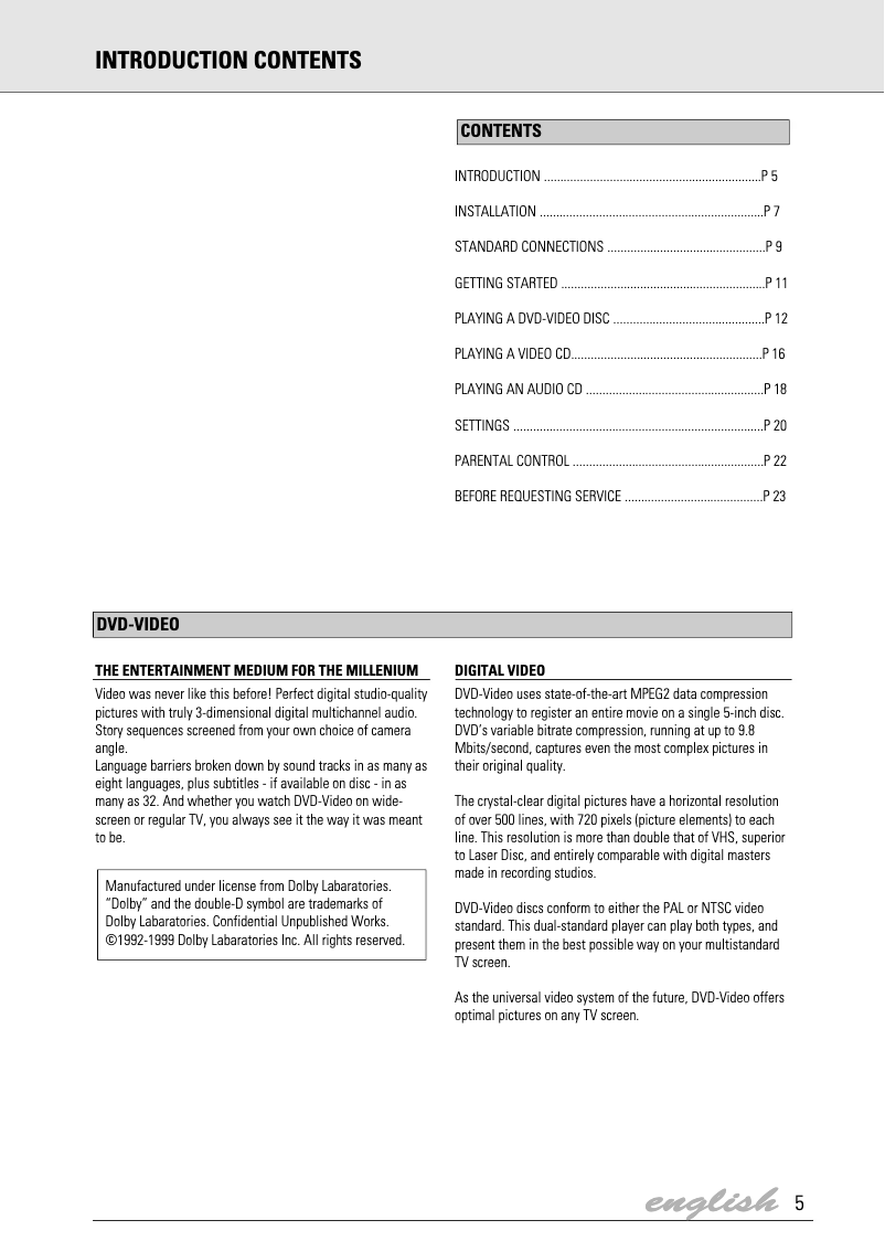 Page 1 de la notice Manuel utilisateur Philips DVD700