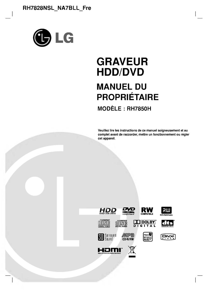 Page n°1 - Manuel utilisateur LG RH7828NSL