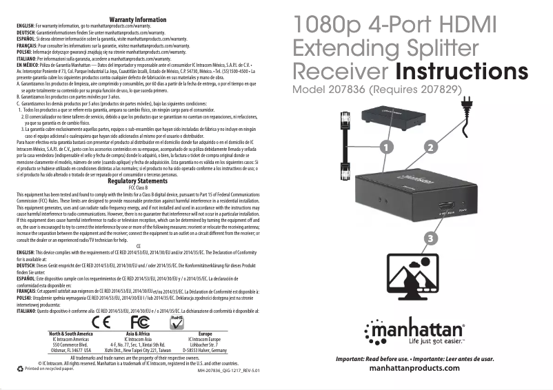 Página 1 del manual Manual de usuario Manhattan 207836