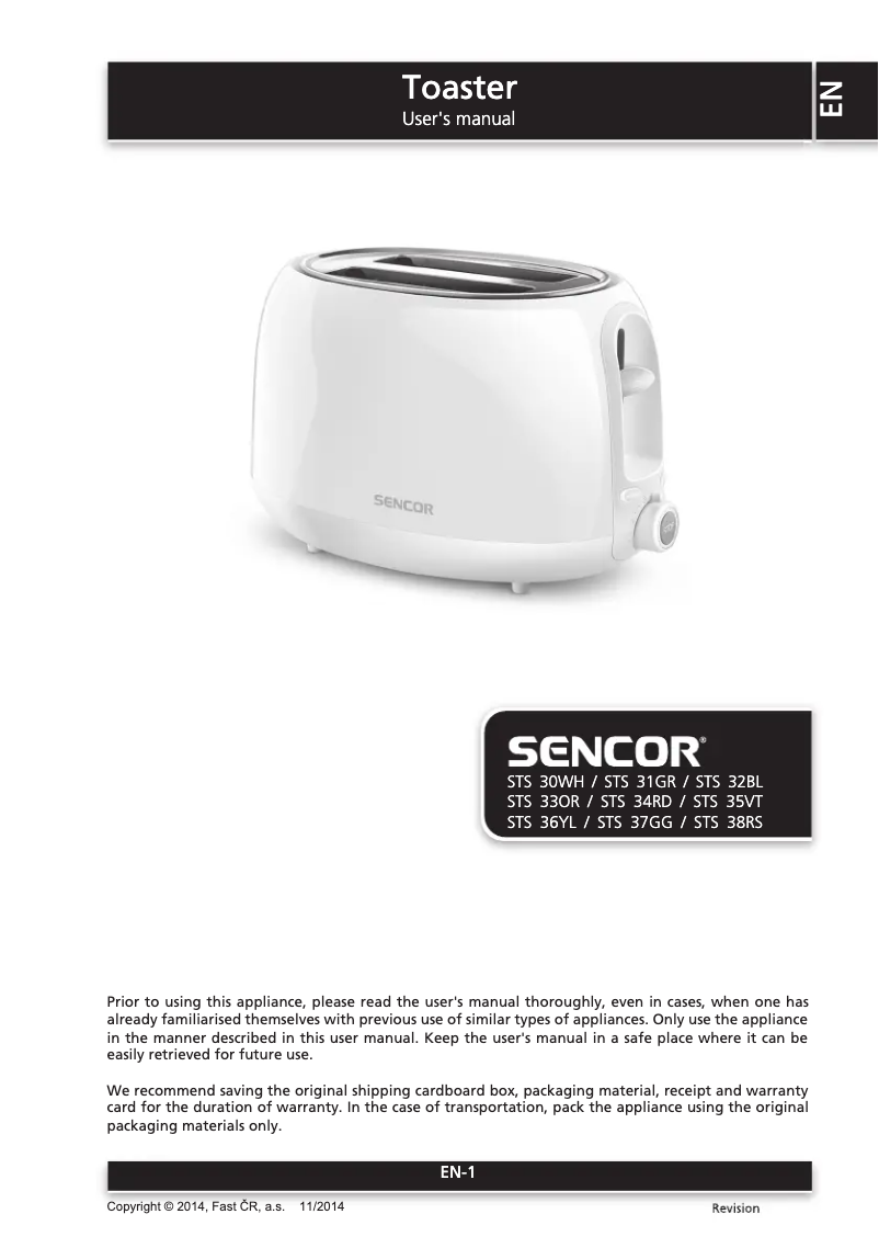 Page 1 de la notice Manuel utilisateur Sencor STS 32BL