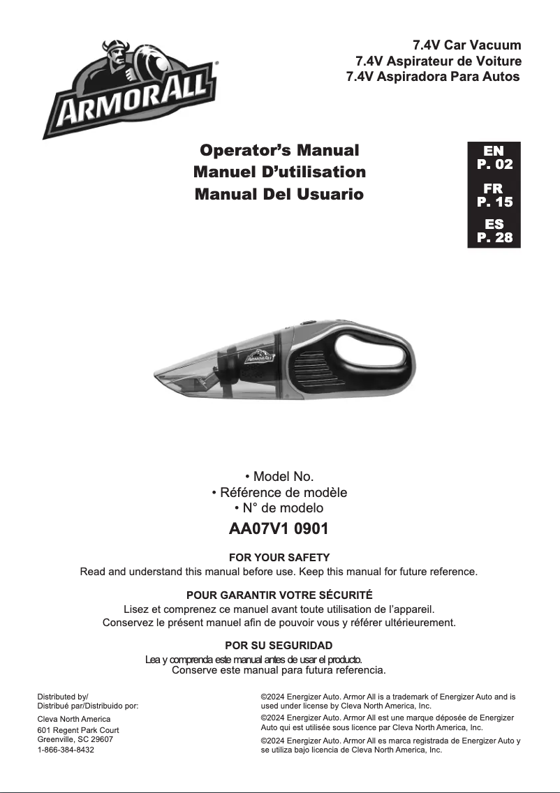 Página 1 del manual Manual de usuario Armor All AA07V1 0901