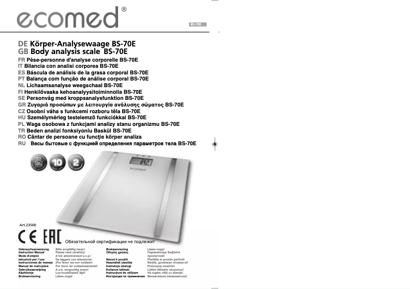 Page n°1 - Manuel utilisateur Ecomed BS-70E
