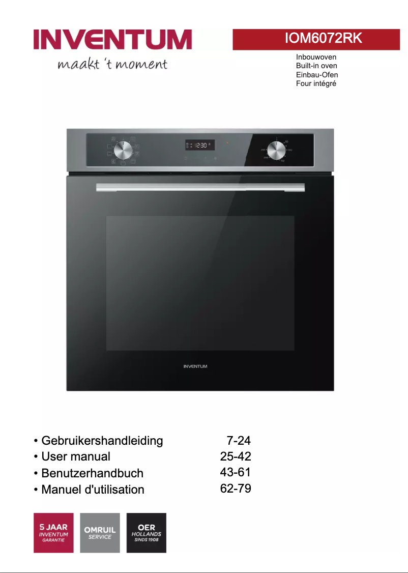 Page n°1 - Manuel utilisateur Inventum IOM6072RK