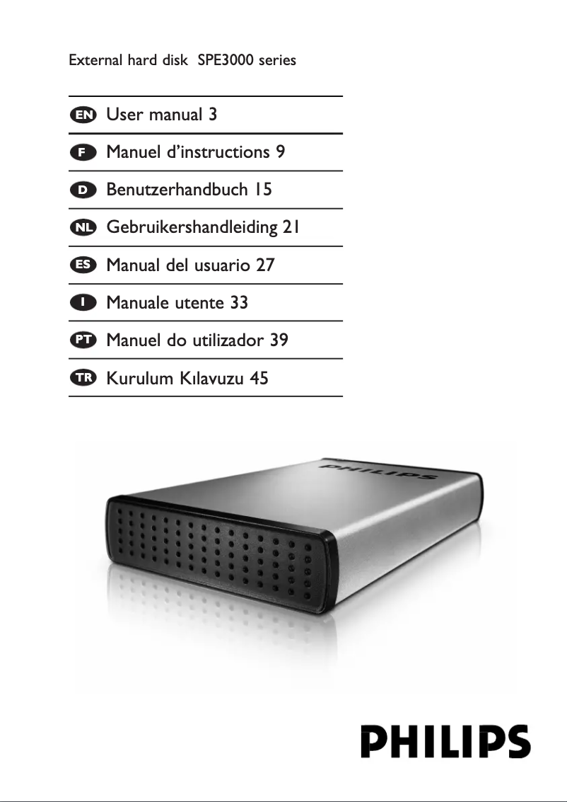 Page 1 de la notice Manuel utilisateur Philips SPE3031CC