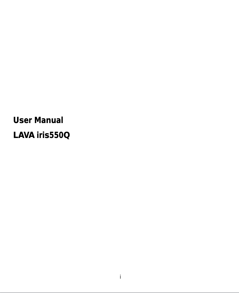 Page n°1 - Manuel utilisateur Lava Iris 550Q