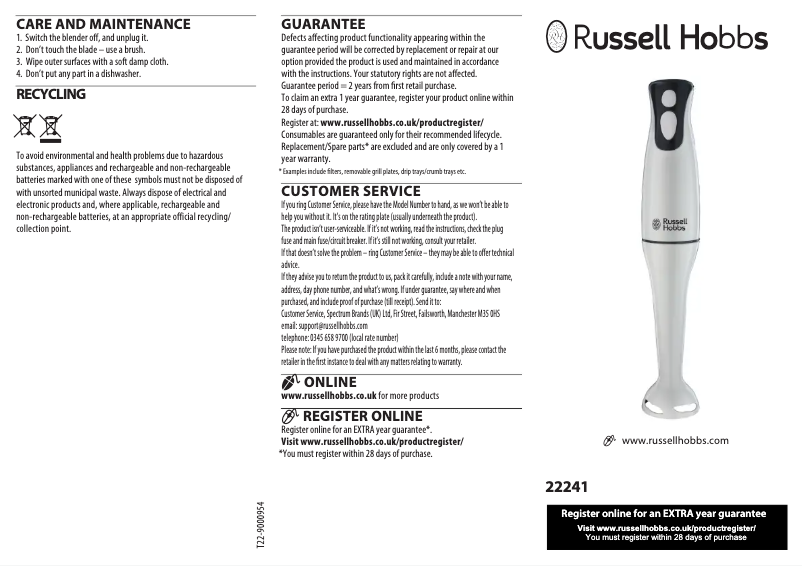 Page 1 de la notice Manuel utilisateur Russell Hobbs Food Collection 22241