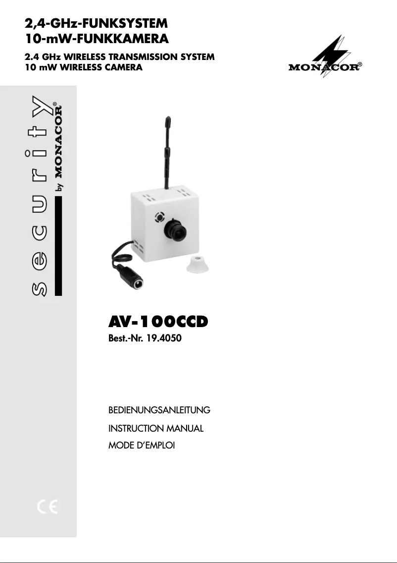Page 1 of the manual User Manual Monacor AV-100CCD