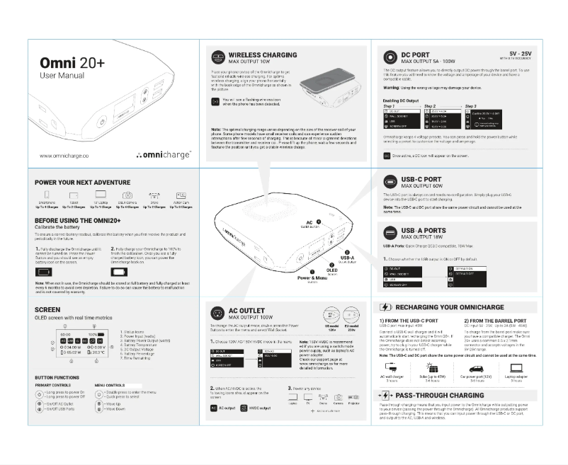 Image de la première page du manuel de l'appareil Omni 20+