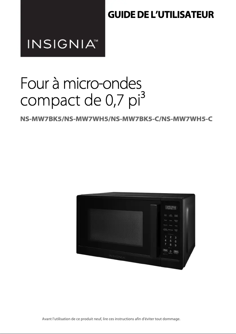 Page n°1 - Manuel utilisateur Insignia NS-MW7BK5