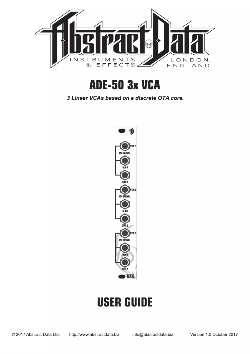 Page 1 de la notice Manuel utilisateur Abstract Data ADE-50 3x VCA
