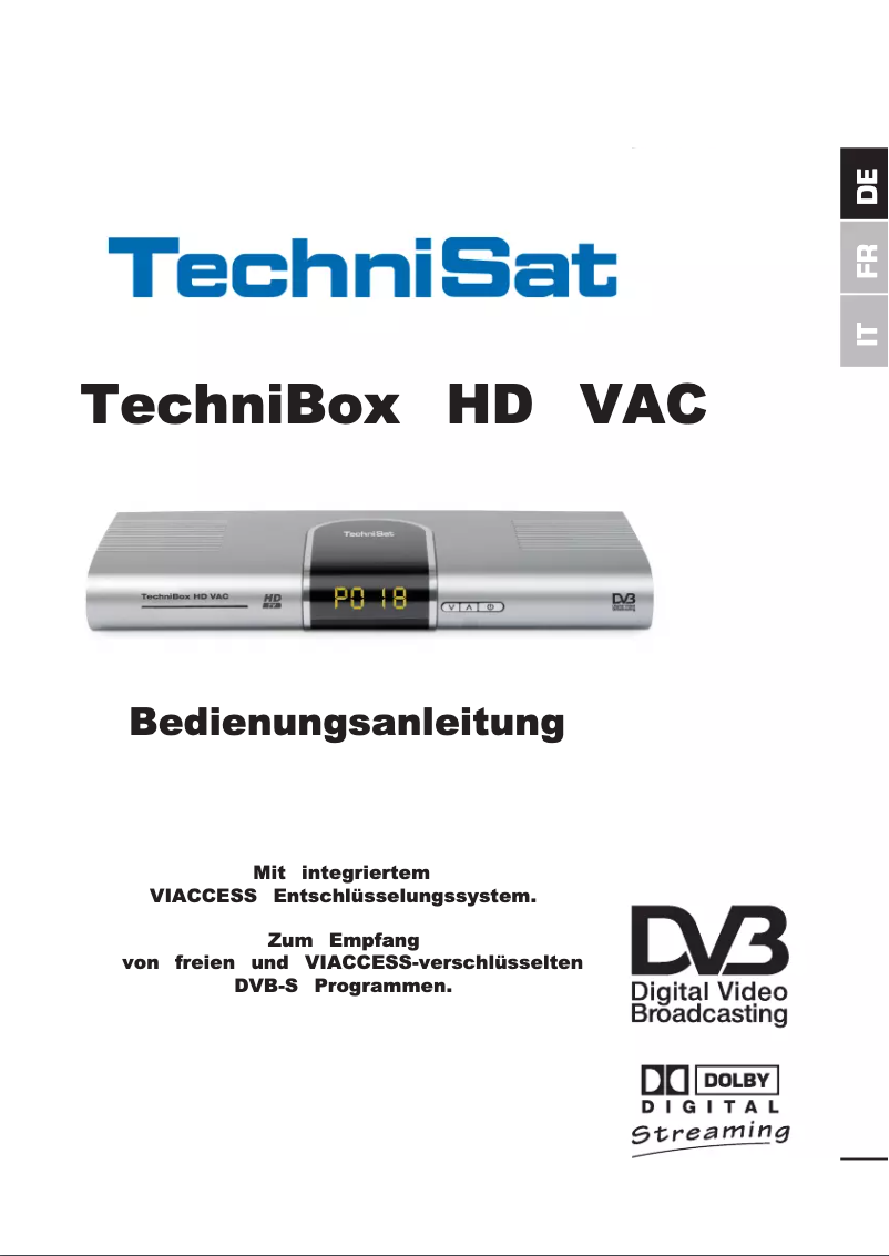 Image de la première page du manuel de l'appareil TechniBox HD VAC