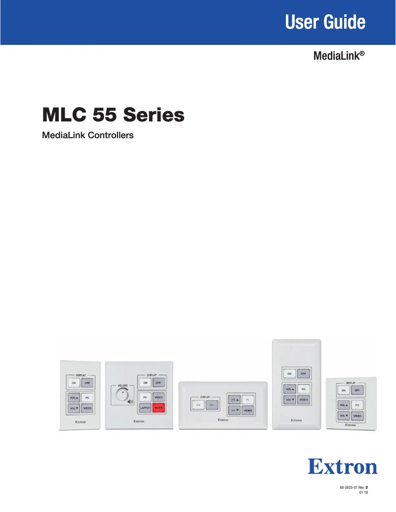 Page 1 de la notice Manuel utilisateur Extron MLC 55 RS EU