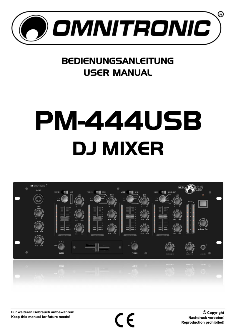 Page 1 de la notice Manuel utilisateur Omnitronic PM-444USB