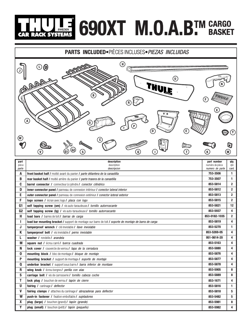 Page 1 de la notice Manuel utilisateur Thule 690XT M.O.A.B