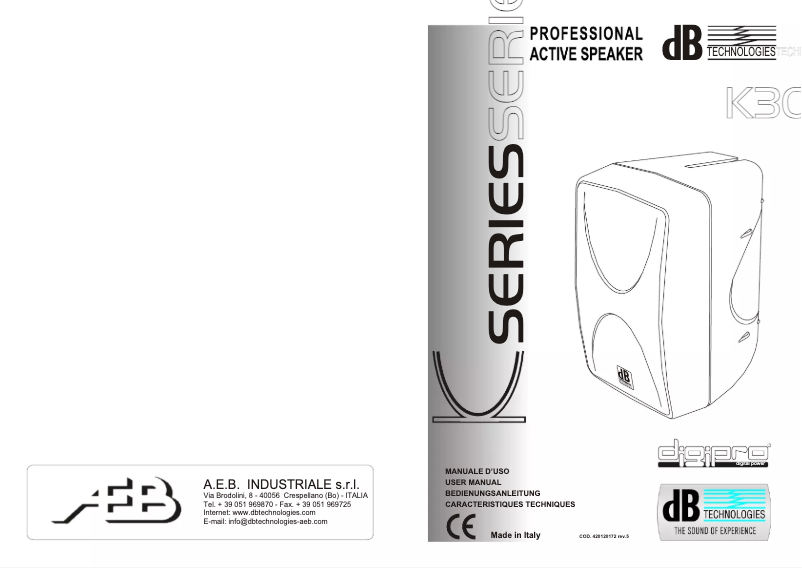 Page n°1 - Manuel utilisateur DB Technologies K300