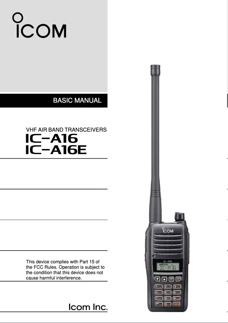 Page n°1 - Manuel utilisateur ICOM IC-A16