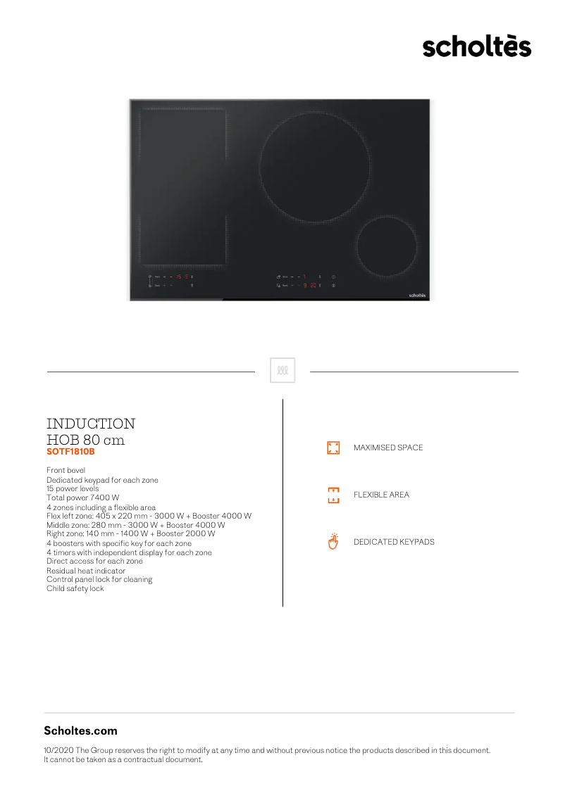 Página 1 del manual Ficha técnica Scholtès SOTF1810B
